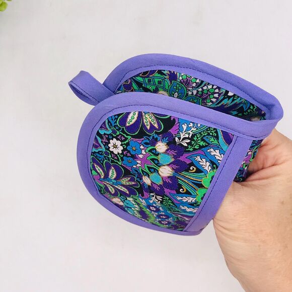 Set of 2 Finger Hotpad Potholders, Violet Purple Paisley, 2 Piece Set - Picture 7 of 7